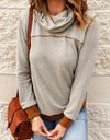 Contrast Cowl Neck Long Sleeve Top