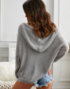 Zip-Up Distressed Hooded Cardigan