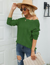 Scalloped Boat Neck Openwork Tunic Sweater