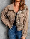Plaid Corduroy Dropped Shoulder Jacket