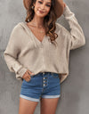 Zip-Up Distressed Hooded Cardigan