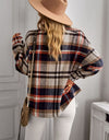 Plaid Button Front Brushed Shacket with Breast Pockets