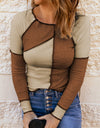 Color Block Exposed Seam Knit Top