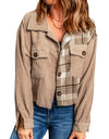 Plaid Corduroy Dropped Shoulder Jacket