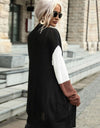 Tricolor Dropped Shoulder Cardigan with Pockets