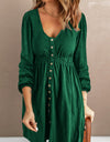 Button Down Long Sleeve Dress with Pockets
