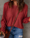 Seam Detail Round Neck Long Sleeve Top