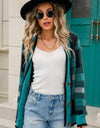 Striped Button-Front Fuzzy Cardigan
