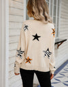 Star Pattern Round Neck Dropped Shoulder Sweater