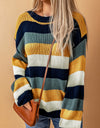 Striped Dropped Shoulder Knitted Pullover Sweater