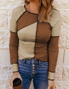 Color Block Exposed Seam Knit Top