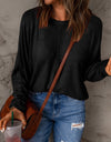 Seam Detail Round Neck Long Sleeve Top
