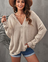 Zip-Up Distressed Hooded Cardigan