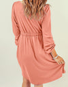 Button Down Long Sleeve Dress with Pockets