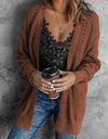 Openwork Rib-Knit Slit Cardigan