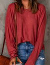 Seam Detail Round Neck Long Sleeve Top