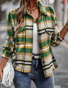 Plaid Button Front Brushed Shacket with Breast Pockets