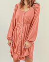 Button Down Long Sleeve Dress with Pockets