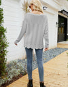 Scalloped Boat Neck Openwork Tunic Sweater