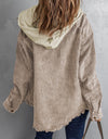 Snap Front Hooded Corduroy Shacket