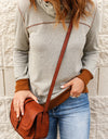 Contrast Cowl Neck Long Sleeve Top
