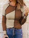 Color Block Exposed Seam Knit Top
