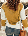 Two-Tone Openwork Rib-Knit Sweater