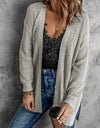 Openwork Rib-Knit Slit Cardigan