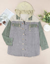 Snap Front Hooded Corduroy Shacket