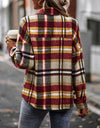 Plaid Button Front Brushed Shacket with Breast Pockets