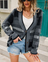 Striped Button-Front Fuzzy Cardigan