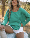 Seam Detail Curved Hem Long Sleeve Top