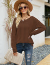 Scalloped Boat Neck Openwork Tunic Sweater