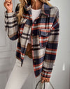 Plaid Button Front Brushed Shacket with Breast Pockets