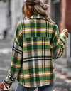 Plaid Button Front Brushed Shacket with Breast Pockets