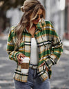 Plaid Button Front Brushed Shacket with Breast Pockets