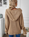 Zip-Up Distressed Hooded Cardigan