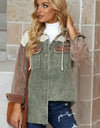 Snap Front Hooded Corduroy Shacket