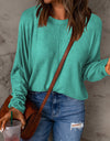 Seam Detail Round Neck Long Sleeve Top