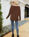 Scalloped Boat Neck Openwork Tunic Sweater