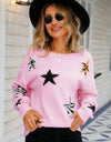 Star Pattern Round Neck Dropped Shoulder Sweater