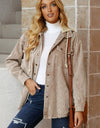 Snap Front Hooded Corduroy Shacket