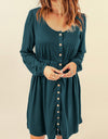 Button Down Long Sleeve Dress with Pockets