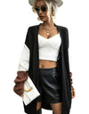 Tricolor Dropped Shoulder Cardigan with Pockets