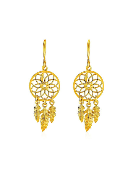 Dream Catcher Earrings in 14k Yellow Gold