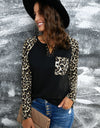 Leopard Print Grommet Long Sleeve Tee