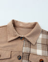 Plaid Corduroy Dropped Shoulder Jacket