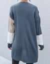 Color Block Dropped Shoulder Cardigan