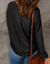 Seam Detail Round Neck Long Sleeve Top