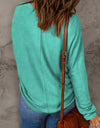 Seam Detail Round Neck Long Sleeve Top